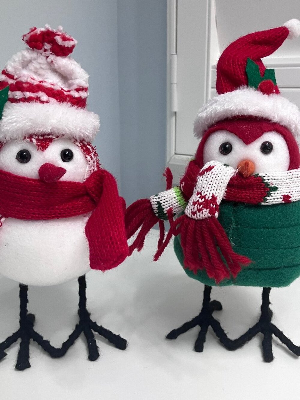 Christmas Fabric Birds Set Decor Holiday Winter Coats Ornaments Scarf